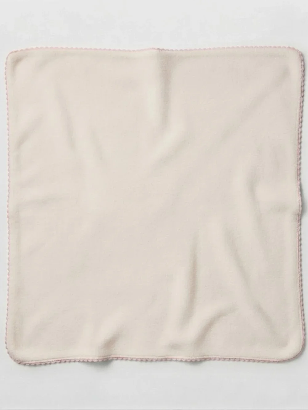 NWT Evoke Home Cream with Pink Trim Fleece Throw Blanket 50x60